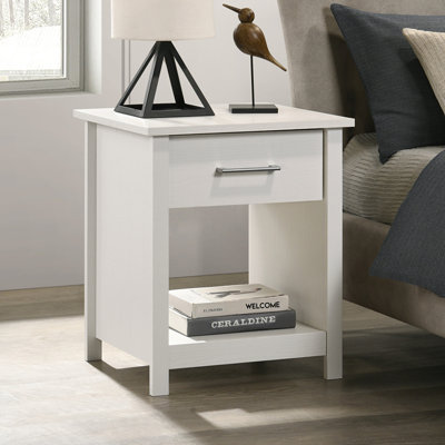 20"W White 1-Drawer Nightstand Bedside Table