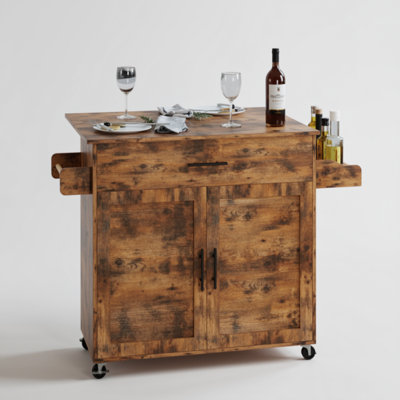 Kitchen Island With Storage, Rolling Kitchen Island On Wheels With Storage Cabinet, Drawer, Spice Rack, Towel Rack, Kitchen Cart Island Tab