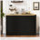 Wooden Sideboard With Extendable Table, Multifunctional Storage Cabinet With 2 Doors And 3 Drawers For Various Rooms