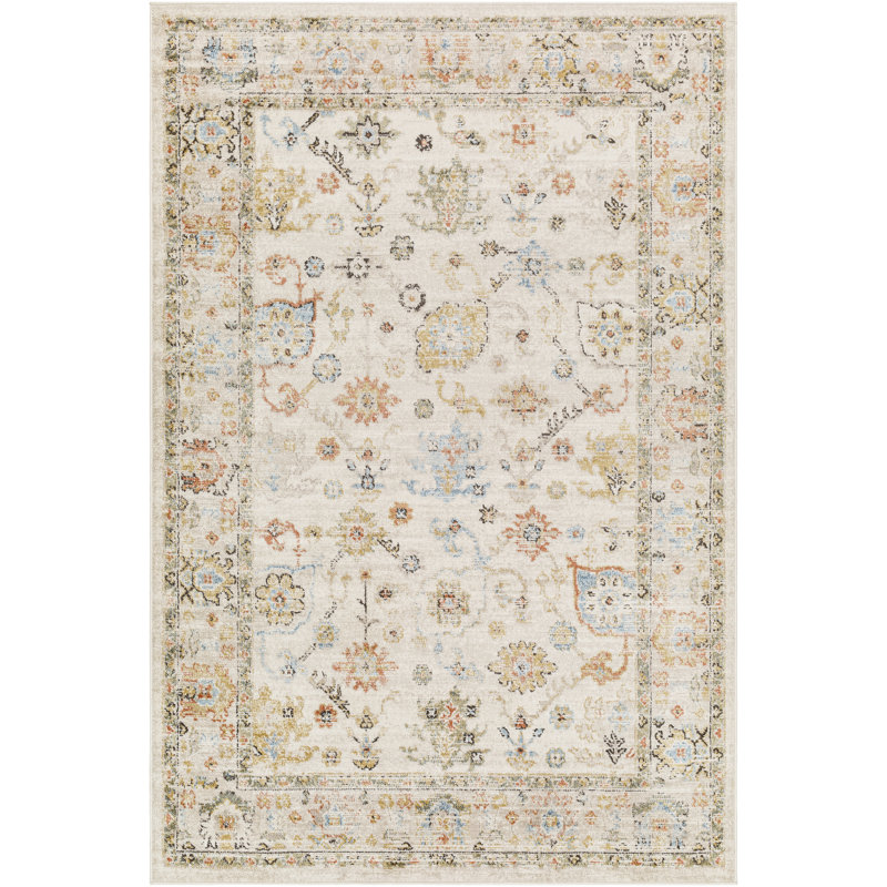 Pertek Grace Traditional Cream Area Rug, Rectangle 7' x 9'