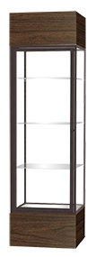Keepsake Series 80'' H x 24'' W Metal Display Cases, Walnut, Dark Bronze, Glass