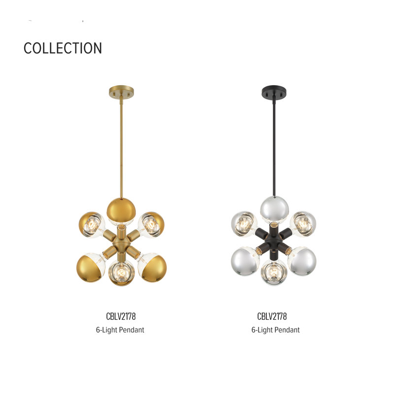 Iyonah 6 - Light Sputnik Pendant, Brushed Gold, Brushed Gold