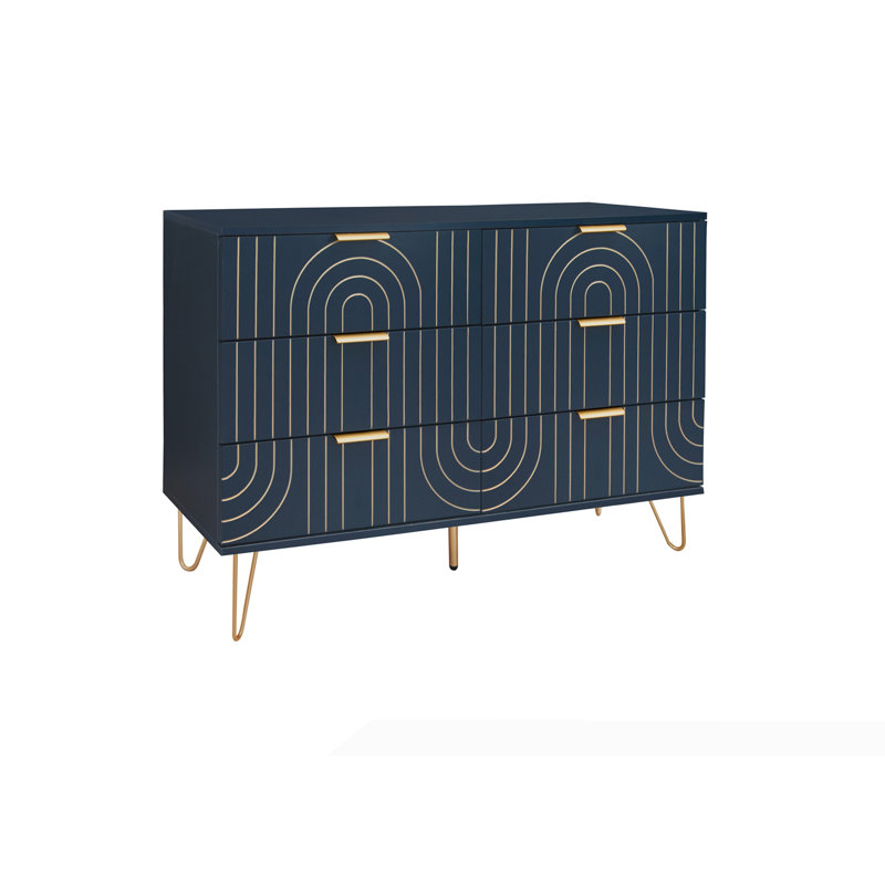 Commode 6 tiroirs Modern, Bleu très foncé