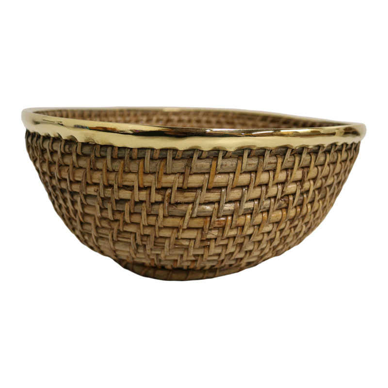 Panier en laiton martelé en rotin 12 po Home & Manor