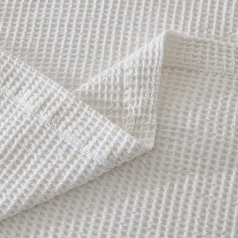 Couverture 100% coton tissé gaufré, Simple, Blanc