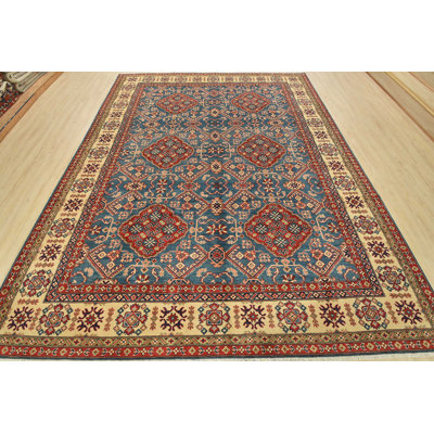 Kazak Rug 9’3” X 11’8” Blue Wool Tribal Hand-Knotted Oriental Carpet