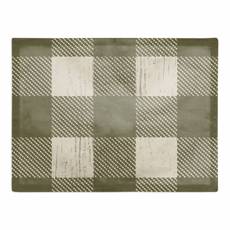 Myelle Cotton Checkered Rectangle Placemat, Green