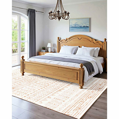 Tapis moderne lavable à déchirure antidérapante 5 x 7 pi avec confort, tissage, envers antidérapant et grande surface pour la maison en beige