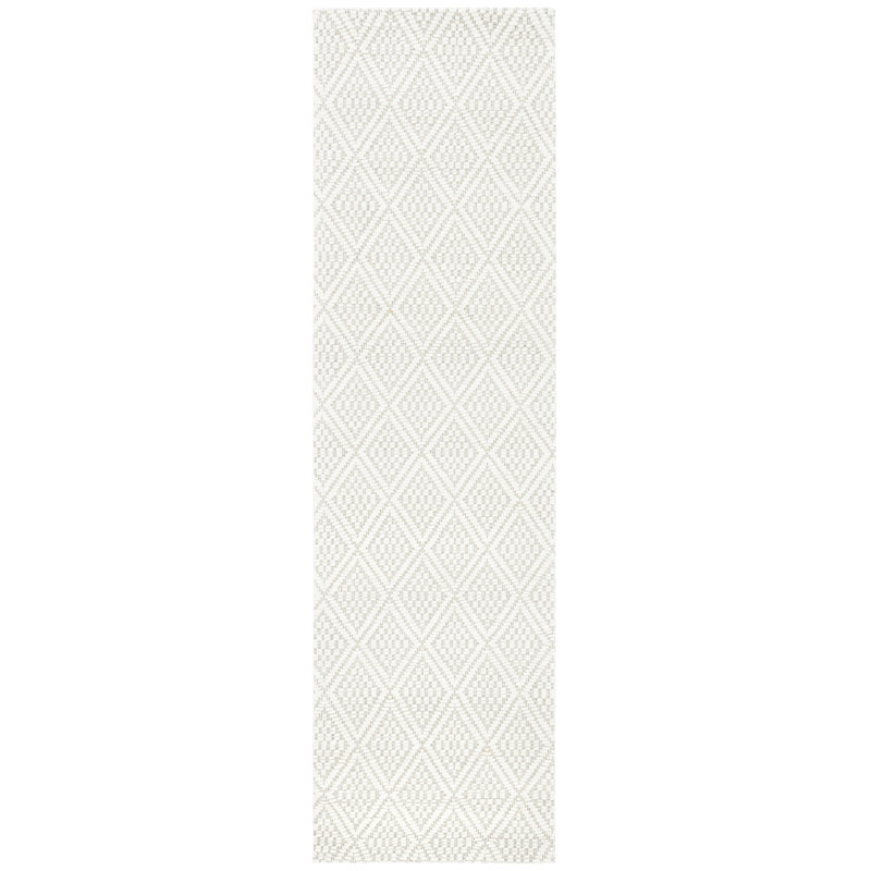 Geometric Flat Weave Wool And Cotton With Latex Geometric Rug, Runner 2'3" x 8'