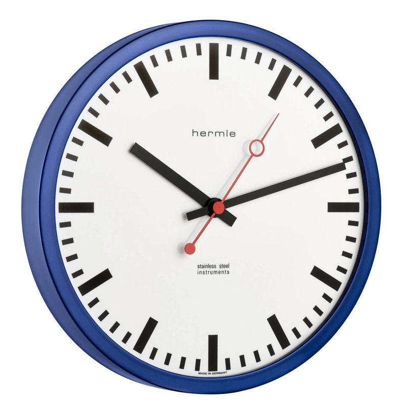 Metal Wall Clock, Blue/White