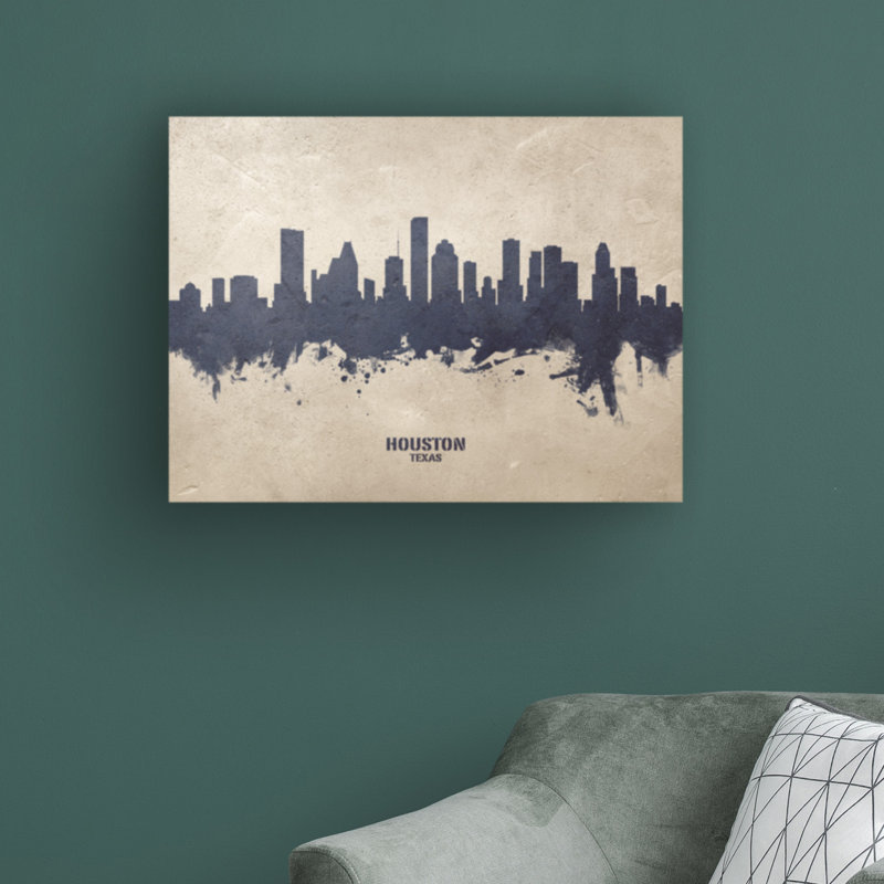 «Houston Texas Skyline Concrete» par Michael Tompsett, impression sur toile tendue, H 14 po x l 19 po x p 2 po