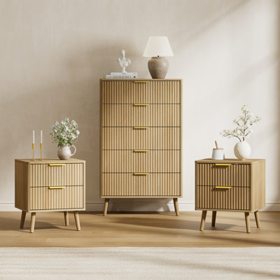 Ensemble de chambre à coucher 3 pièces (1 commode + 2 tables de chevet)