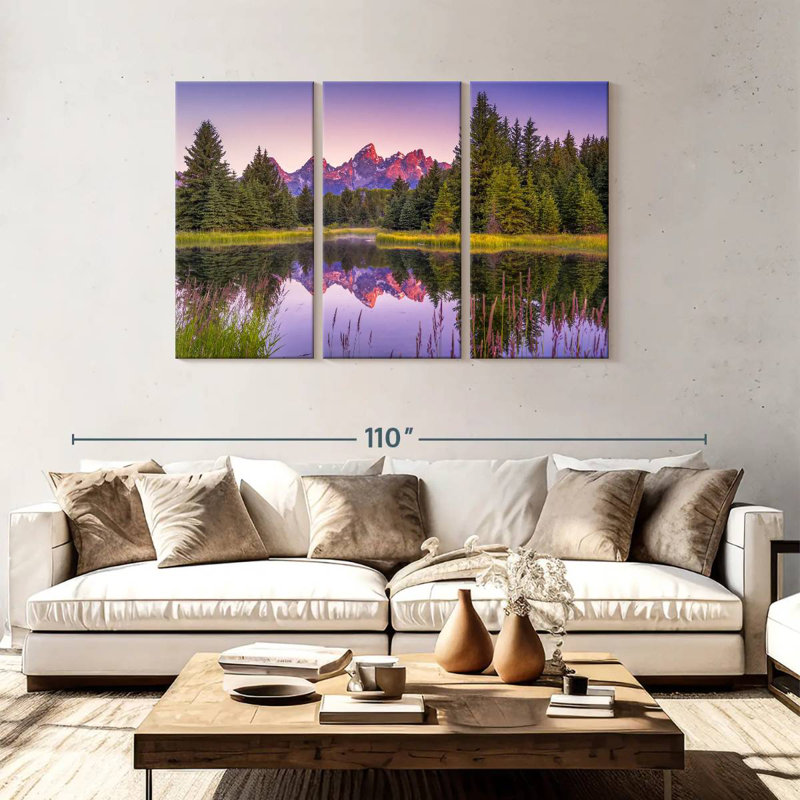 Alvord Grand Tetons River Reflection, H 48 po x l 74 po