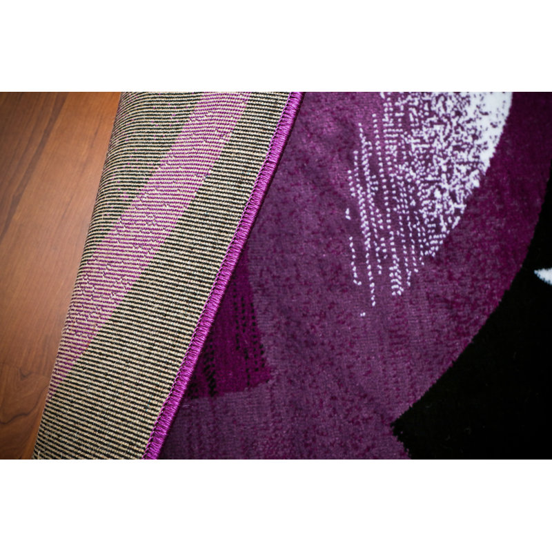 Tapis abstrait mauve Dossantos, Rectangle 7 pi 10 po x 10 pi 6 po
