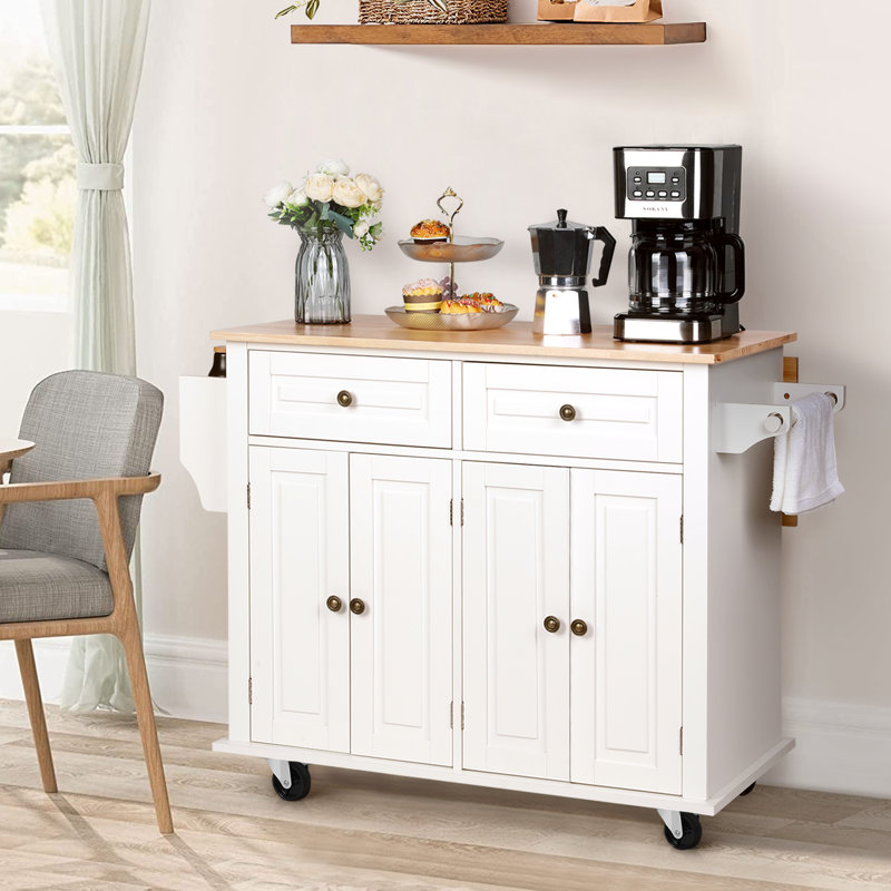 Nikayia 43.3" Solid Wood Kitchen Island with Drop Leaf