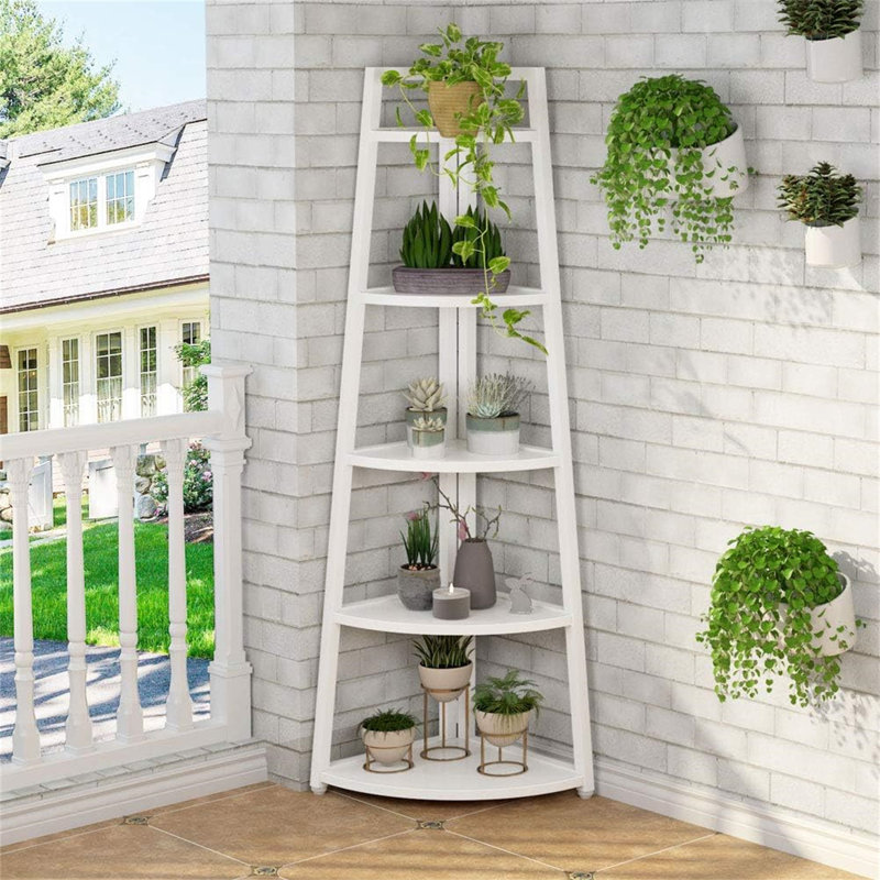70.07" Tall Corner Shelf, White