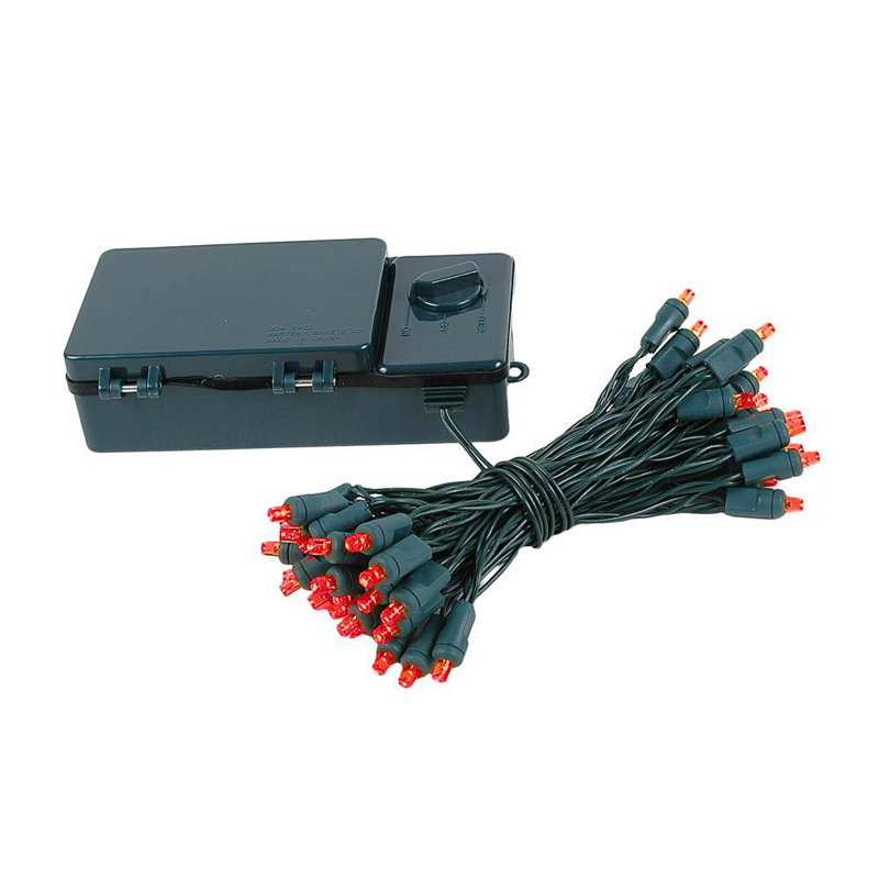 Ashfield Outdoor 50 - Bulb 4'' Battery Powered LED Wide Angle LED String Light, Red, Green