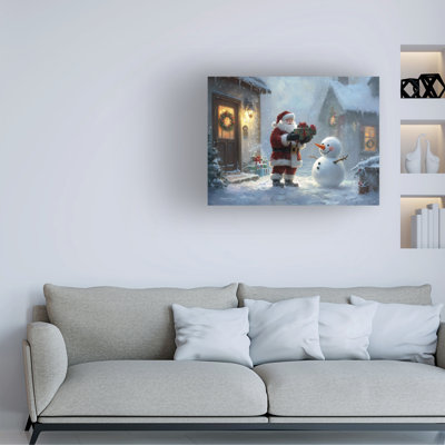 Wrapped Canvas Wall Art - Imagine It Images 'Gifts for a Snowman on Christmas Night' Wall Art for Living Room, Bedroom, or Office Décor  - 18x24
