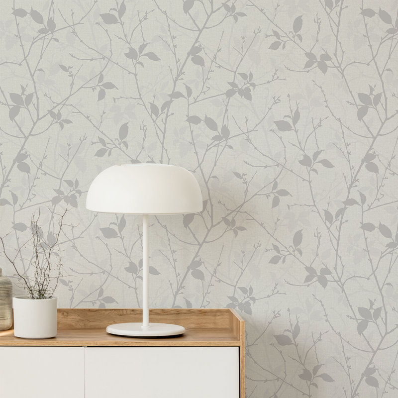 Double rouleau floral Grimbald, Blanc / argent