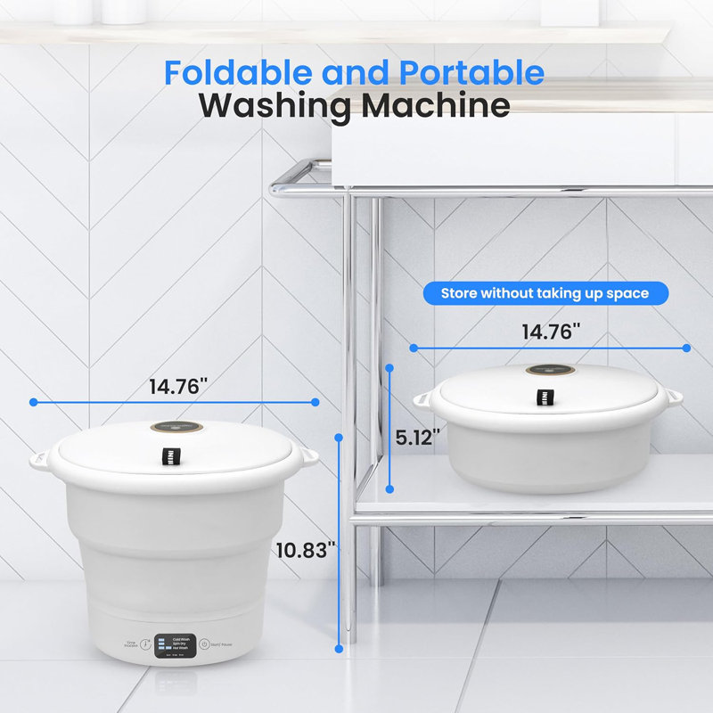 SereneLife Portable Mini Washing Machine - PUCWM44 - Compact, Foldable Washer for Clothes, Ideal for Camping, Travel, Small Spaces, and RVs