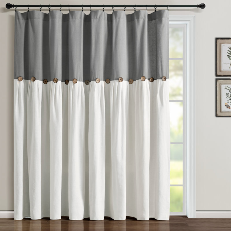Panneau de rideau simple semi-diaphane avec passe-tringle Ruya, Gris foncé