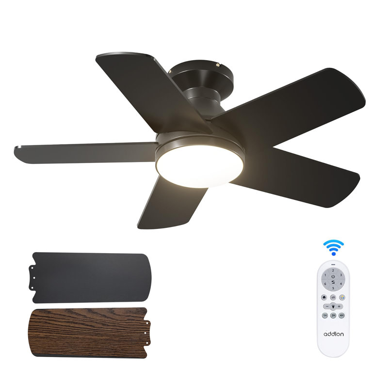 32 inch Low Profile Ceiling Fan with Light and Remote Control, Black