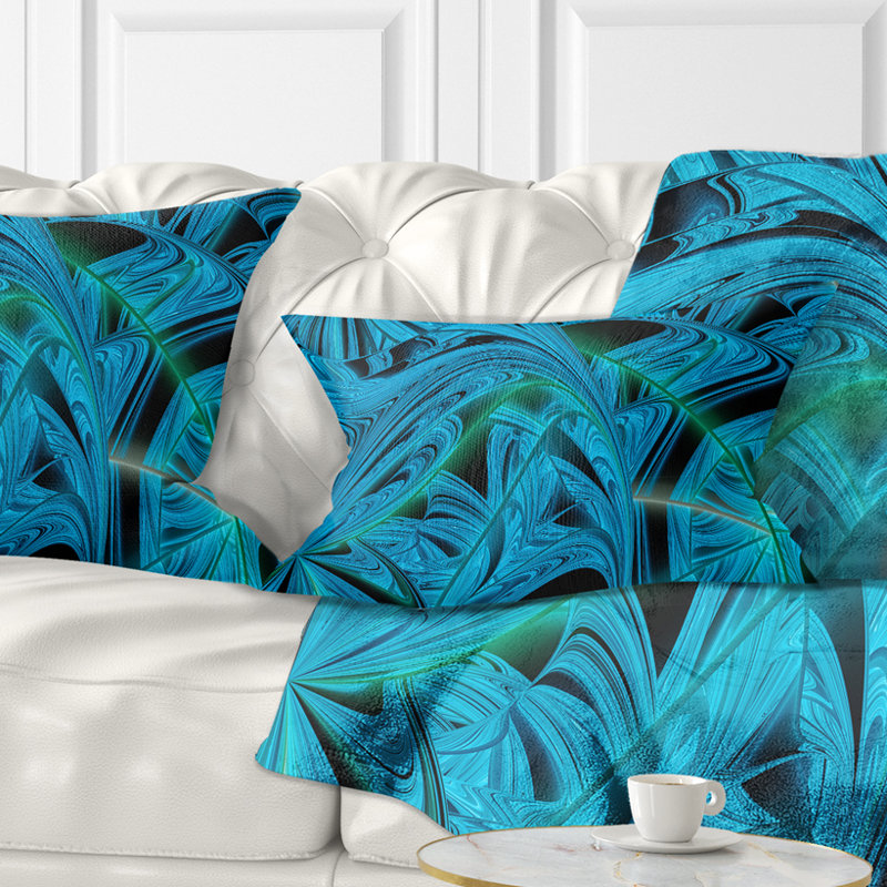Coussin lombaire à motif fractal winter Abstract, Bleu