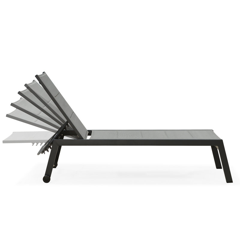 Siège à lattes inclinable de 72,83 po avec coussins et table Aki, Gris