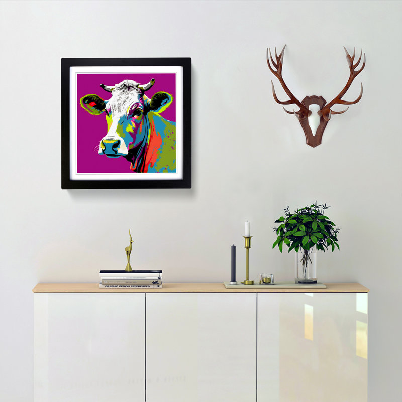 Cow Pop Art - Framed Print, Black