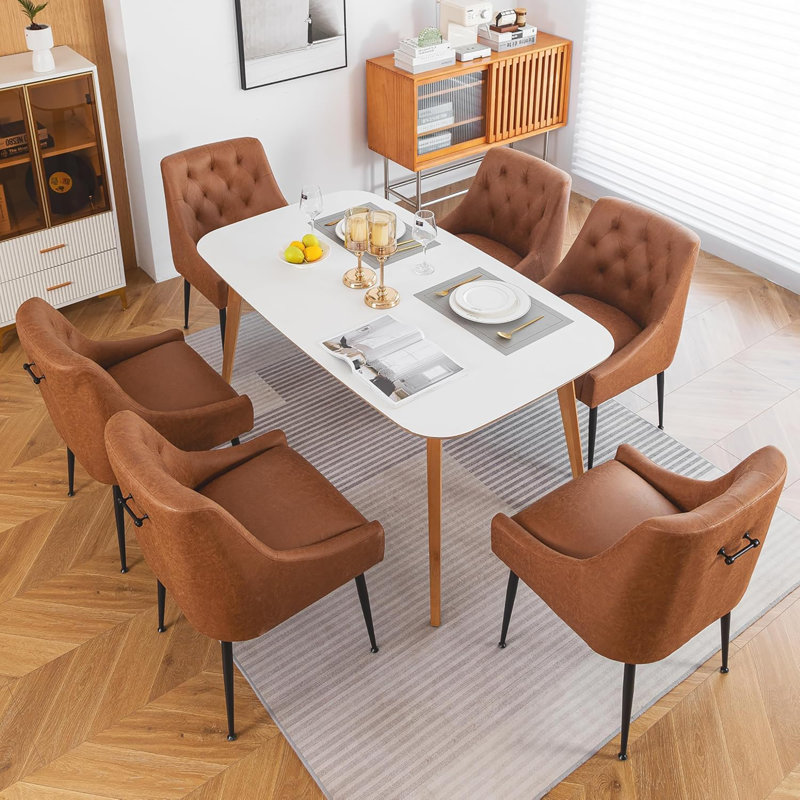 Gennadiy 38cm H Upholstered Metal Side Chair, Light brown