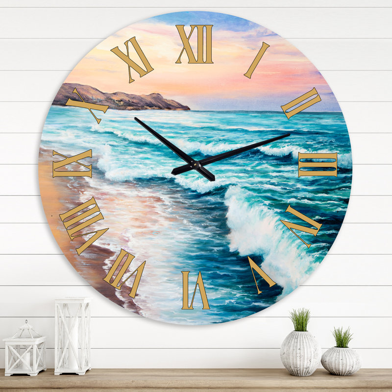 Horloge murale nautique et côtière pastel, Grand