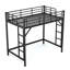Lit mezzanine simple avec échelles, lit mezzanine simple en métal pour adultes, adolescents, enfants, amplement d'espace sous le lit et aucun sommier nécessaire, noir-130169948-130169946