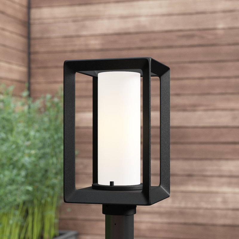 Axelle Stained Glass Lantern Head Post Lantern, Opal Glass