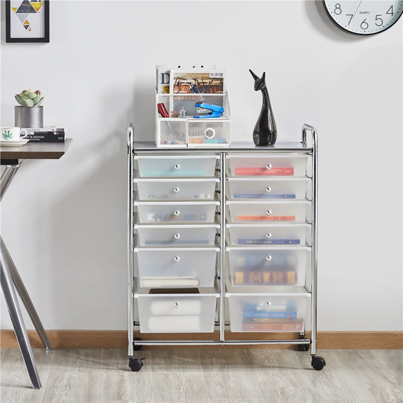 12 Drawer Storage Drawer with Locking Wheels