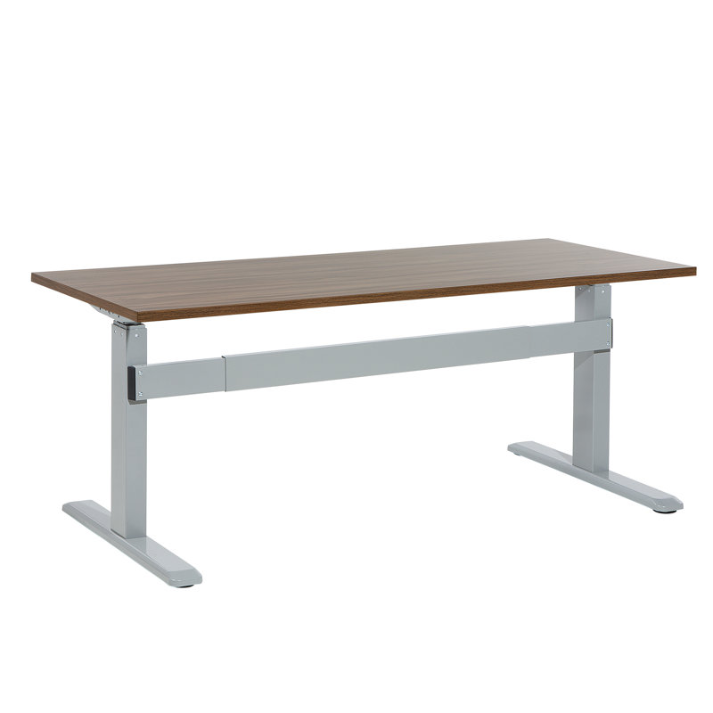 Demps Adjustable Standing Desk, 180cm W x 80cm D, Brown/Grey