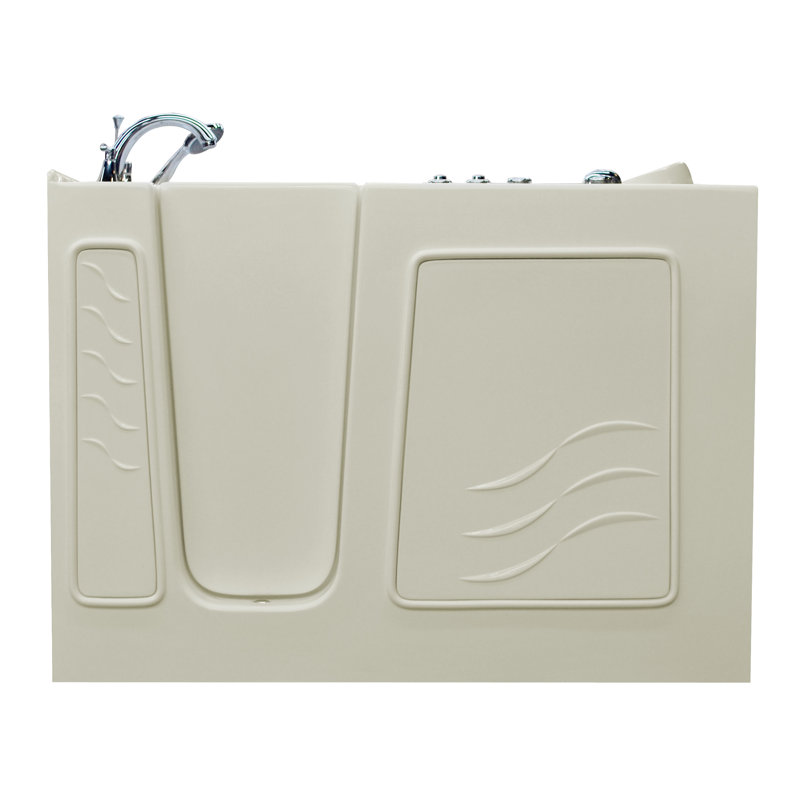 Santa Fe 52.75'' x 26.4'' Whirlpool Fiberglass Bathtub with Faucet, Left, White