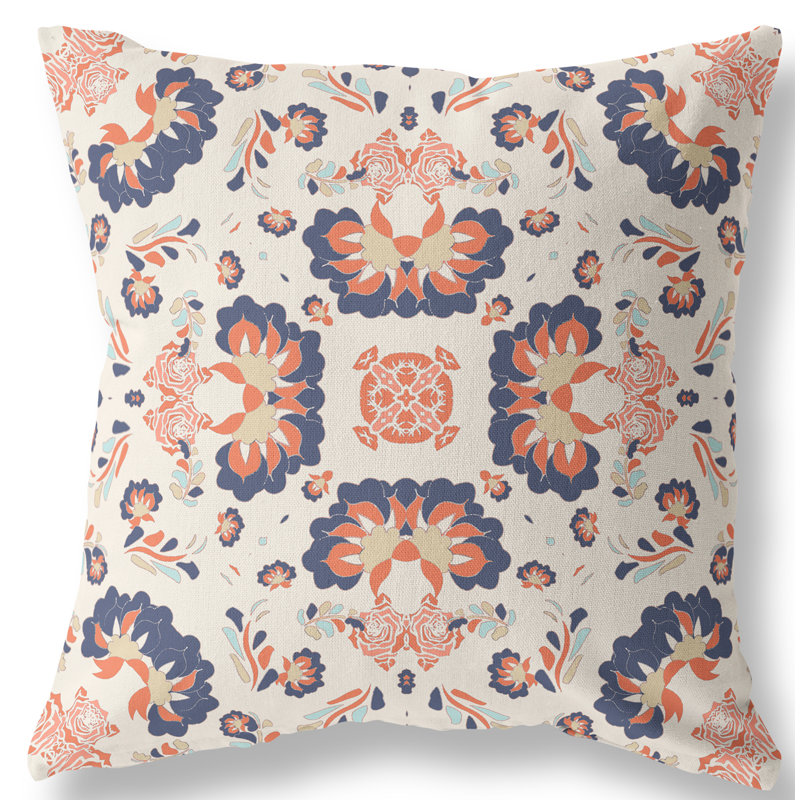  Housse de coussin Divine, 20 po x 20 po, Blanc cassé / Bleu