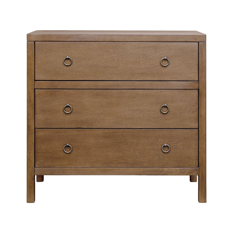 Commode 3 tiroirs Linea, Brun moyen