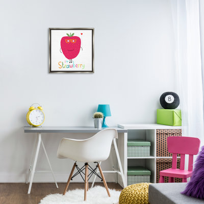 Fun Smiling Strawberry  Framed Floater Canvas Wall Art by Carla Daly