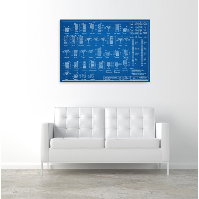 Drinks and Spirits Happy Hour Specs, bleu industriel - Impression sur toile, H 10 po x l 15 po, Toile tendue
