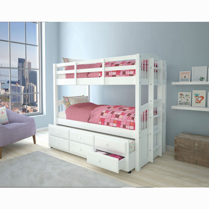 ACME Micah Kiron (simple / simple) avec lit gigogne et rangement, blanc