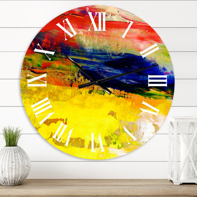 Huile sur toile texturée, composition II - horloge murale moderne