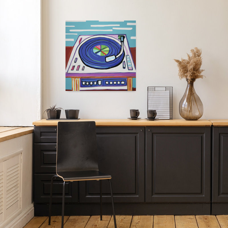«Groovy Turntable», art abstrait rétro, H 18 po x l 18 po