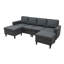 Canapé modulaire en lin rembourré avec 2 repose-pieds