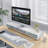 Long Monitor Stands Riser for 2 Monitors with Sliding Door-136206709