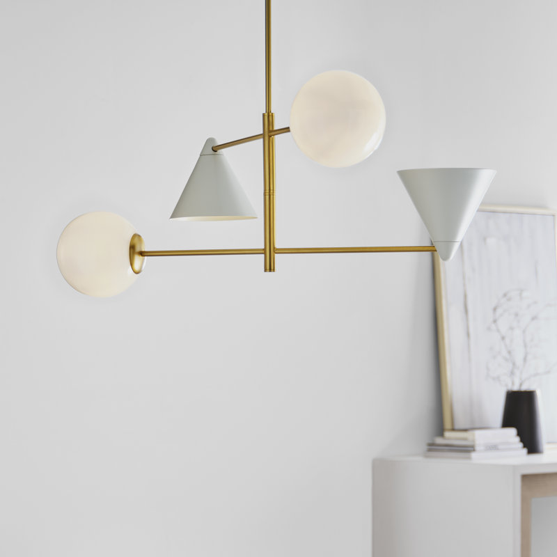 Cosmo 4 - Light Chandelier, White/Black, 16.12" H x 36" W x 36" D