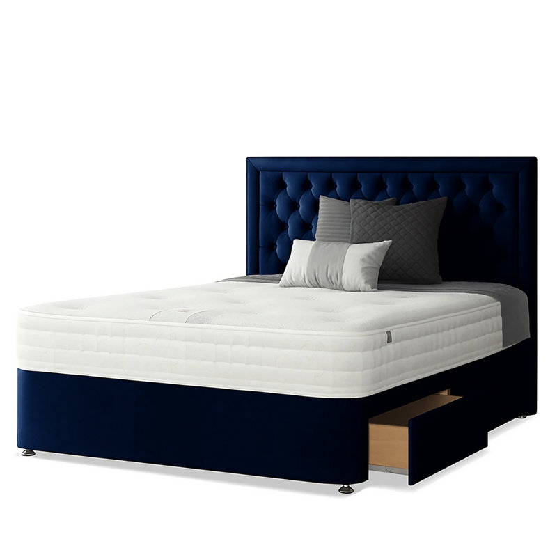 Urbank Divan Bed Base, 2 Foot-end Drawers, Small Double (4'), Royal Blue