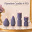 Flameless Candles 4 Pack, Striped Pillar & Pear Shaped LED Candles, Real Wax Battery Operated with Timer Remote, 3D Flickering Flame, Indoor Decor for Christmas Wedding Home Party