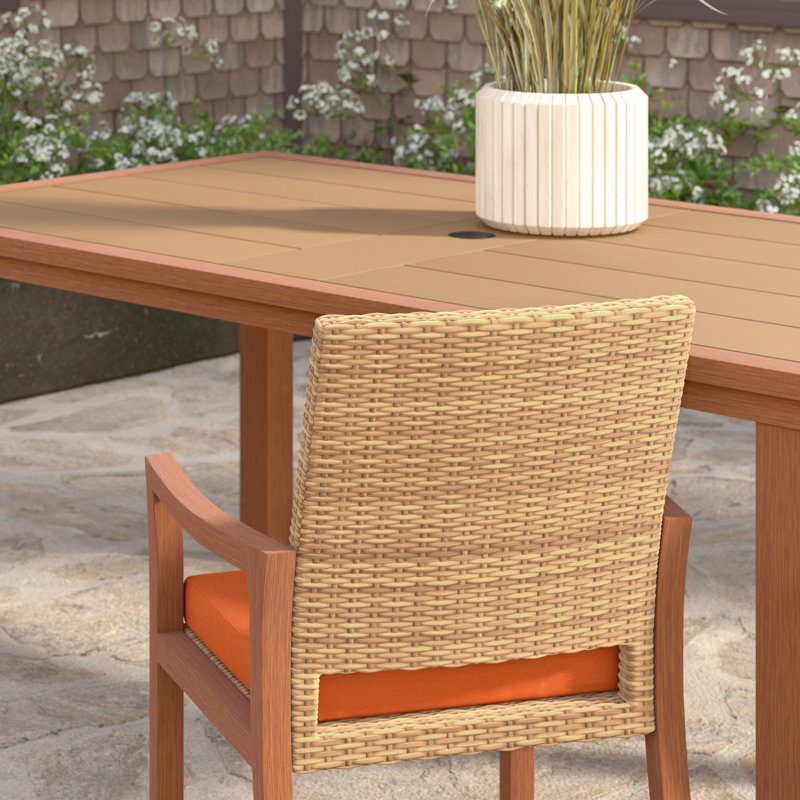 Milana 7 Piece Dining Set, Spectrum Cayenne Sunbrella® Plainweave