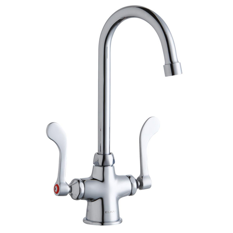 Pull Down Double Handle Kitchen Faucet With Deck Plate And Handles